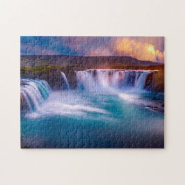 Islandet Goðafoss Waterfall Pussel