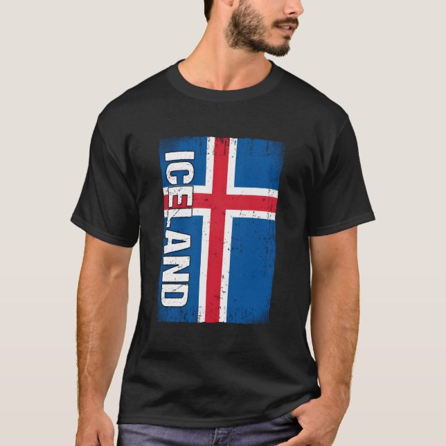 Islandet Island-Flagga T Shirt (Framsida)