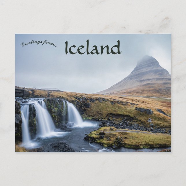 Islandet Kirkjuföll Mountain and Falls Vykort (Framsida)