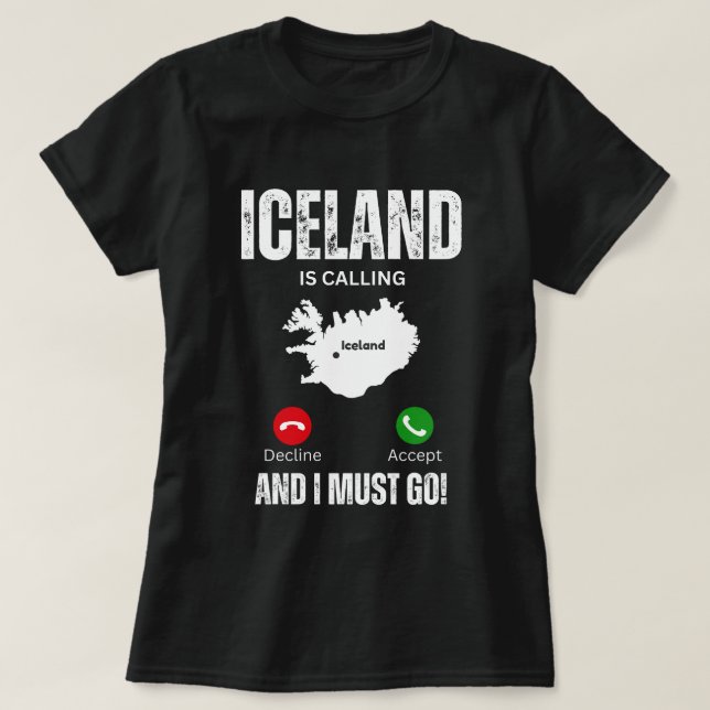 islandet ringer och jag måste gå t shirt (Design framsida)
