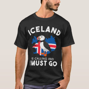 Islandet ringer och måste gå, bergsvolkan t shirt
