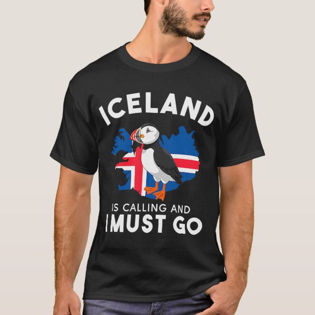 Islandet ringer och måste gå, bergsvolkan t shirt (Framsida)