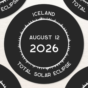 Islandet Solar Eclipse 2026 Runt Klistermärke
