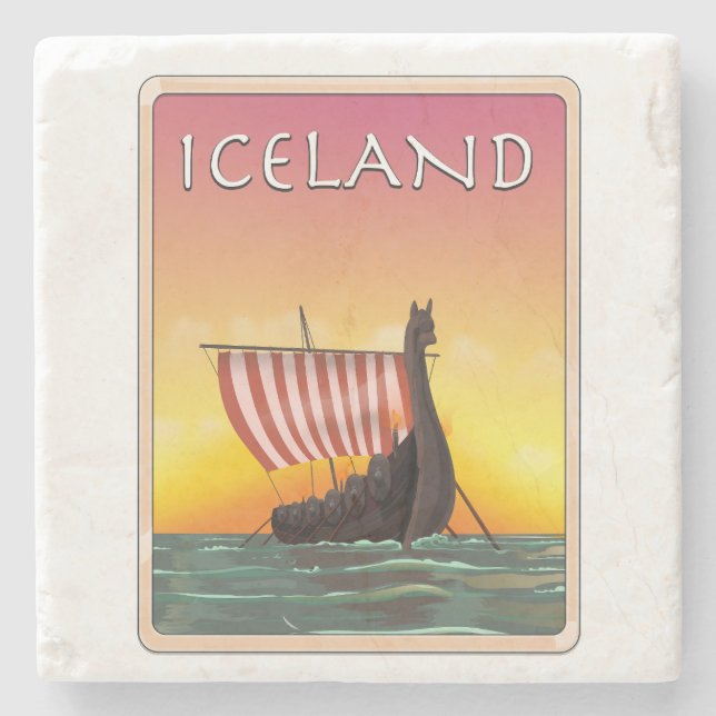 Islandets besöksaffisch stenunderlägg (Framsidan)