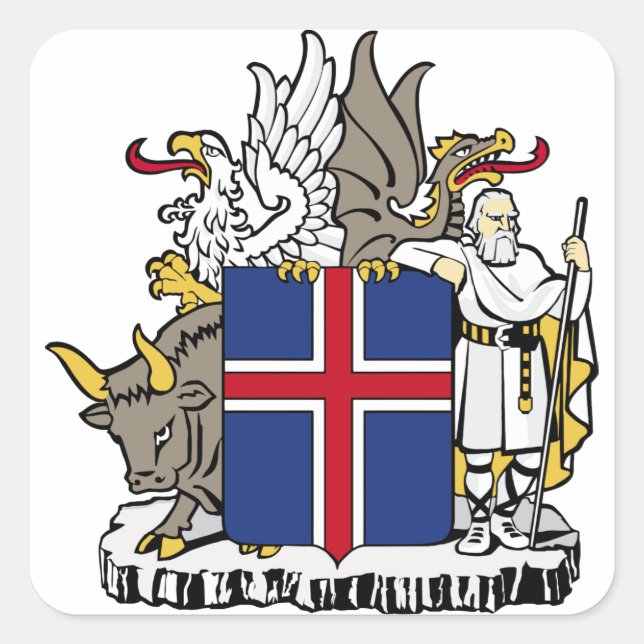 islandets emblem fyrkantigt klistermärke (Framsida)