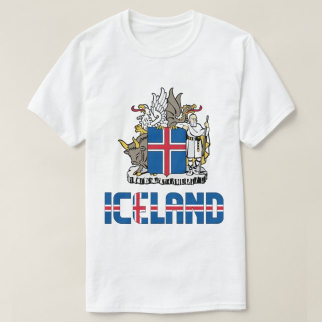 Islandets Flagga och Jacka av Arm patriotisk T Shirt (Design framsida)