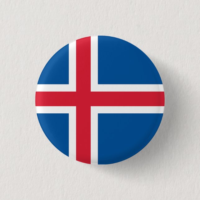 Islandets nationella Flagga Knapp (Framsida)