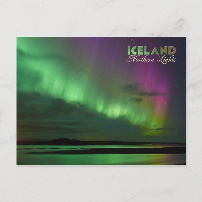Islandets norra Ljus Vykort (Framsida)