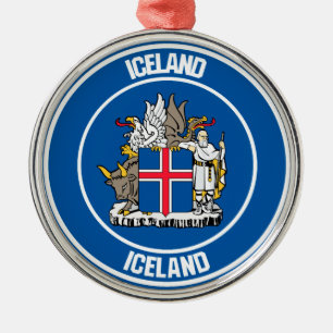 Islandets runda emblem julgransprydnad metall
