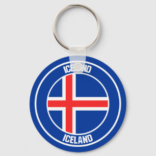 Islandets runda emblem nyckelring