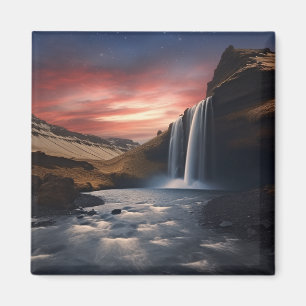 Islandets vattenfallslandskap magnet