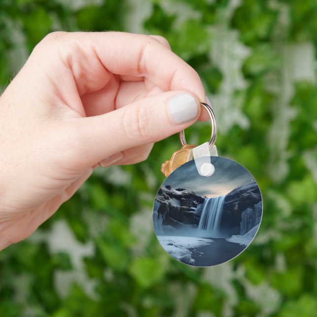 Islandets vattenfallslandskap nyckelring (Hand)