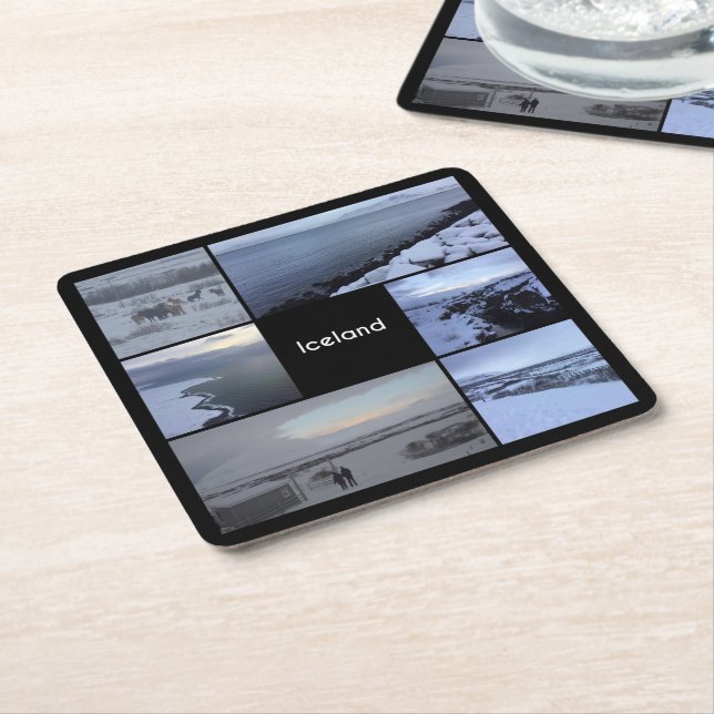 Islandets vinter liggande underlägg papper kvadrat (Vinklad)