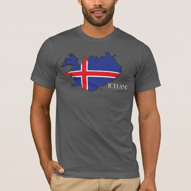 IslandFlagga-Karta skjorta T Shirt (Framsida)
