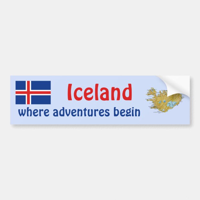 Islandflagga + Kartabildekal Bildekal (Framsidan)