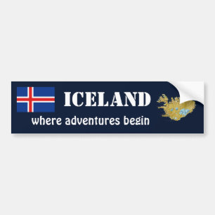Islandflagga + Kartabildekal Bildekal
