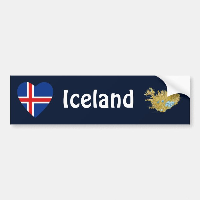 Islandflaggahjärta + Kartabildekal Bildekal (Framsidan)