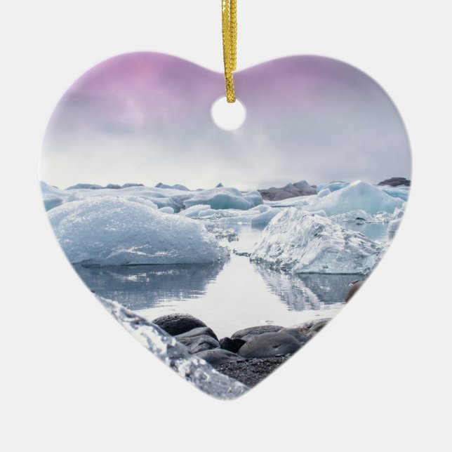 Islandglaciärlagun Julgransprydnad Keramik (Framsidan)