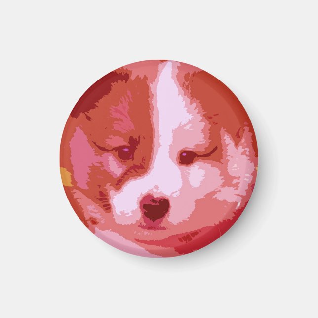 Islandhund Welpe als Collage in rot Magnet (Framsidan)