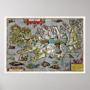 Islandkarta 1595 poster