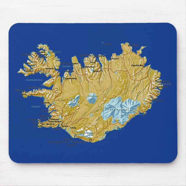 Islandkarta Mousepad Musmatta (Framsidan)