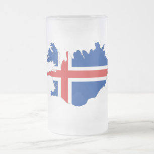 Islandlandflagga Frostat Ölglas