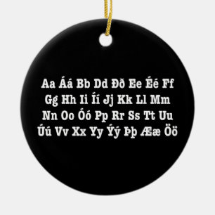 Islands Alphabet [Íslenska Stafrófið] Julgransprydnad Keramik
