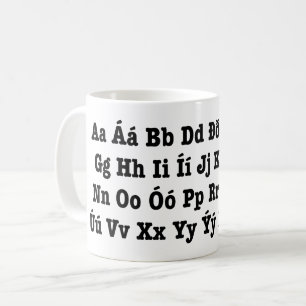 Islands Alphabet [Íslenska Stafrófið] Kaffemugg