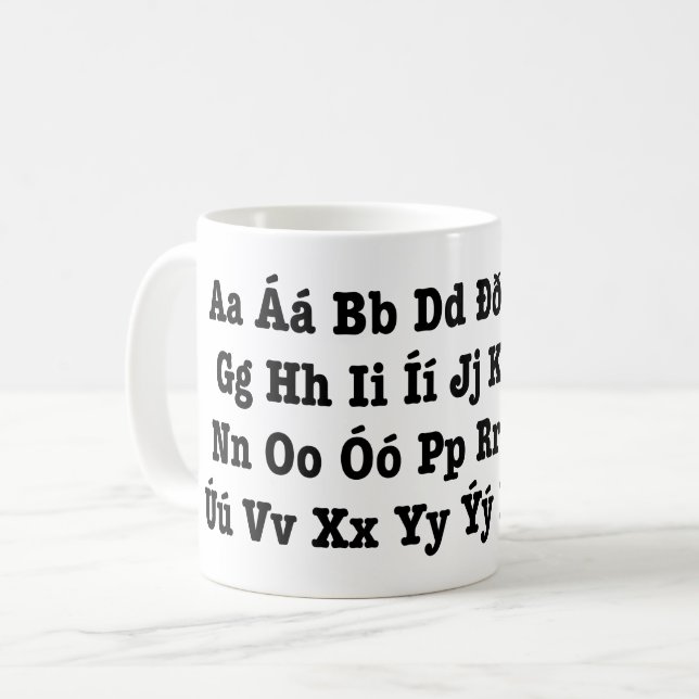 Islands Alphabet [Íslenska Stafrófið] Kaffemugg (Framsida vänster)