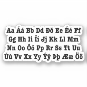 Islands Alphabet [Íslenska Stafrófið] Klistermärken