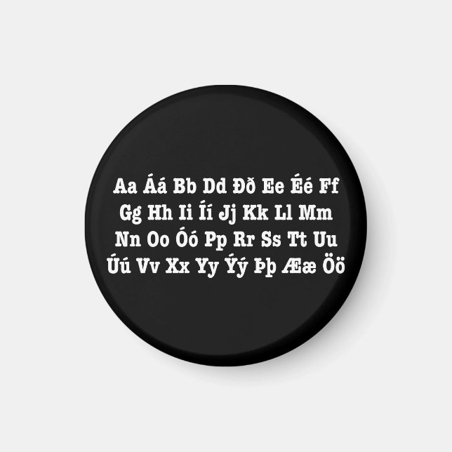 Islands Alphabet [Íslenska Stafrófið] Magnet (Framsidan)