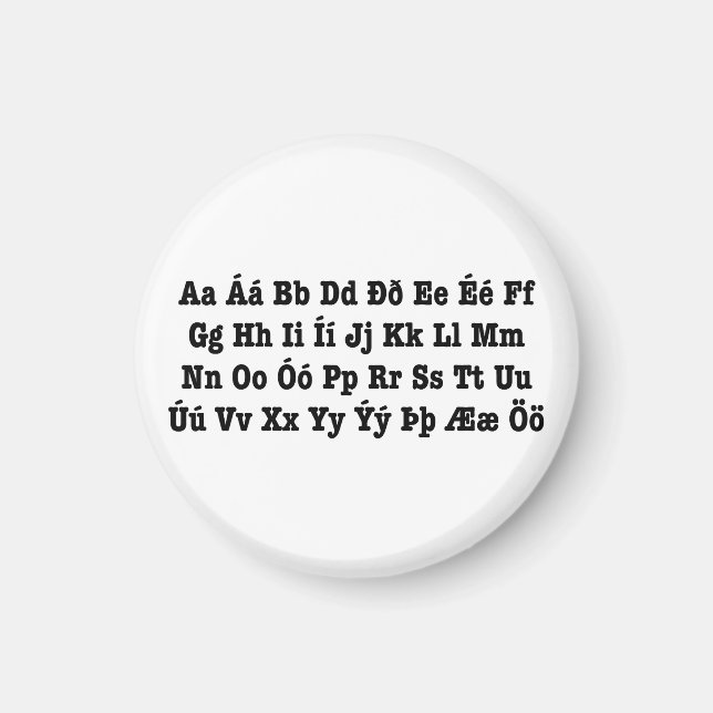 Islands Alphabet [Íslenska Stafrófið] Magnet (Framsidan)