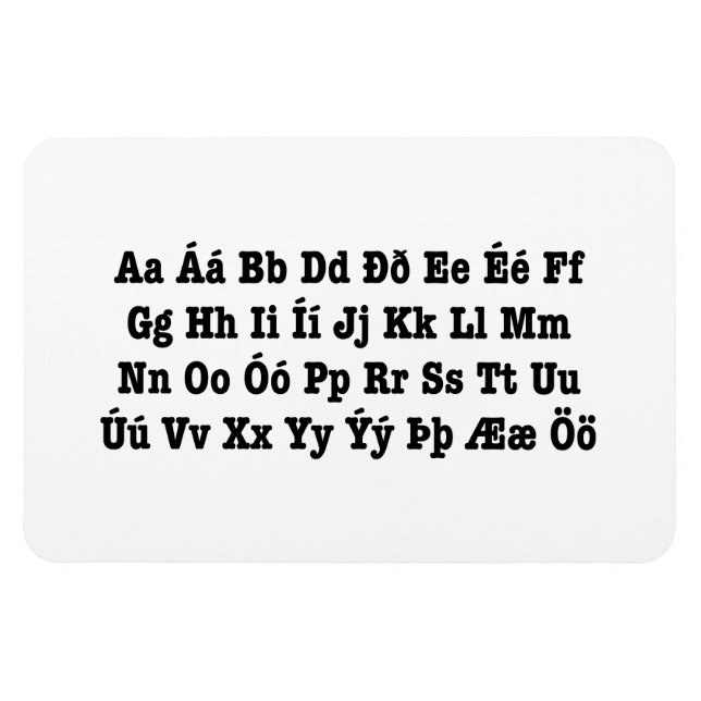 Islands Alphabet [Íslenska Stafrófið] Magnet (Horisontell)