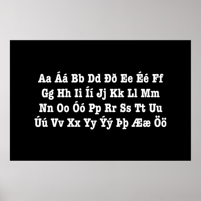 Islands Alphabet [Íslenska Stafrófið] Poster (Framsidan)