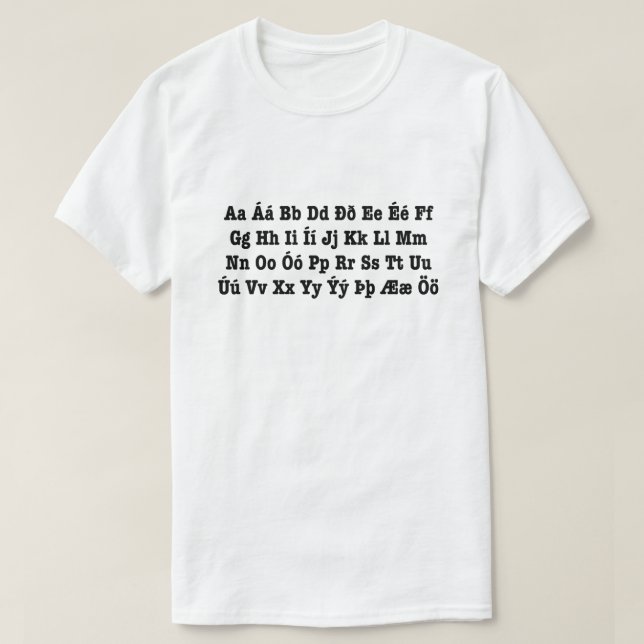 Islands Alphabet [Íslenska Stafrófið] T Shirt (Design framsida)