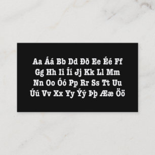 Islands Alphabet [Íslenska Stafrófið] Visitkort