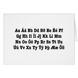 Islands Alphabet-kort [Íslenska Stafrófið] Hälsningskort