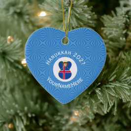 Islands Angel Hanukkah Flagga Personlig Julgransprydnad Keramik