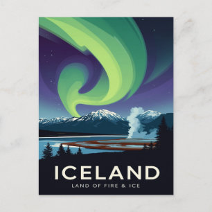 Islands Aurora Borealis Vintage Resa Vykort