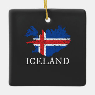 Islands flagga julgransprydnad keramik