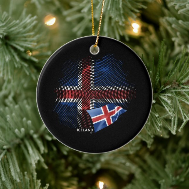 Islands flagga julgransprydnad keramik (Träd)