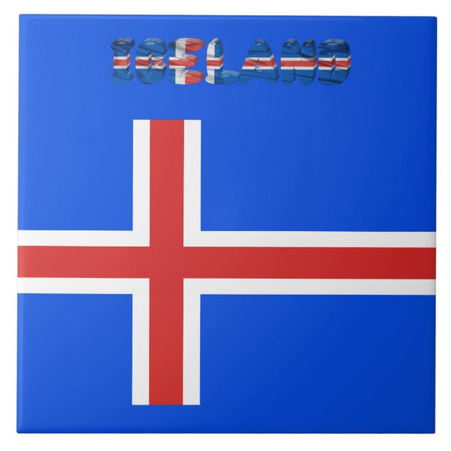 Islands flagga kakelplatta (Framsidan)