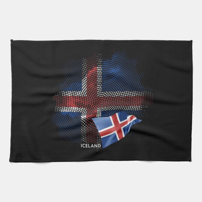 Islands flagga kökshandduk (Horisontell)