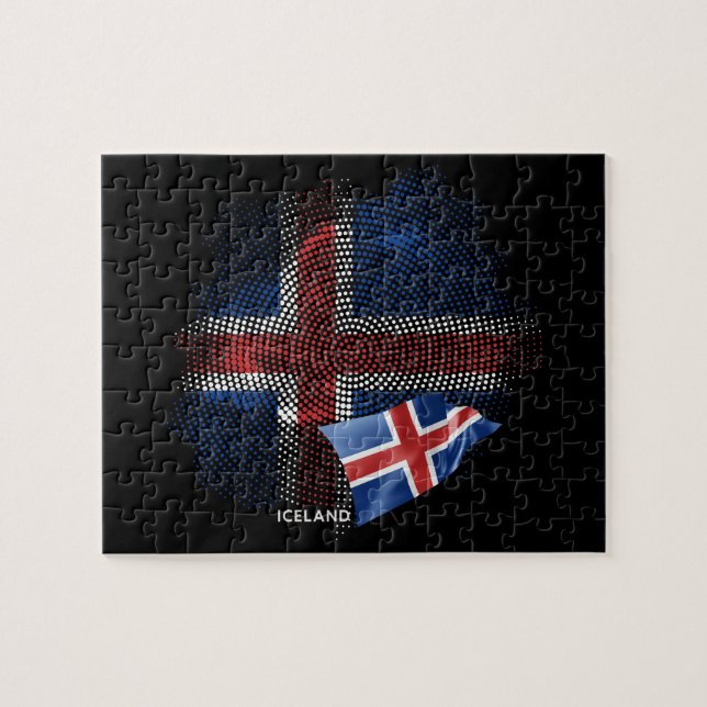 Islands flagga pussel (Horisontell)