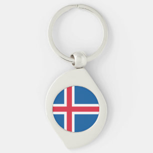 Islands flagga swirl silverfärgad nyckelring