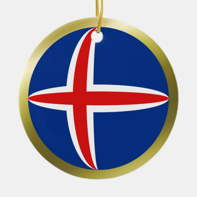 Islands flaggprydnad julgransprydnad keramik (Framsidan)