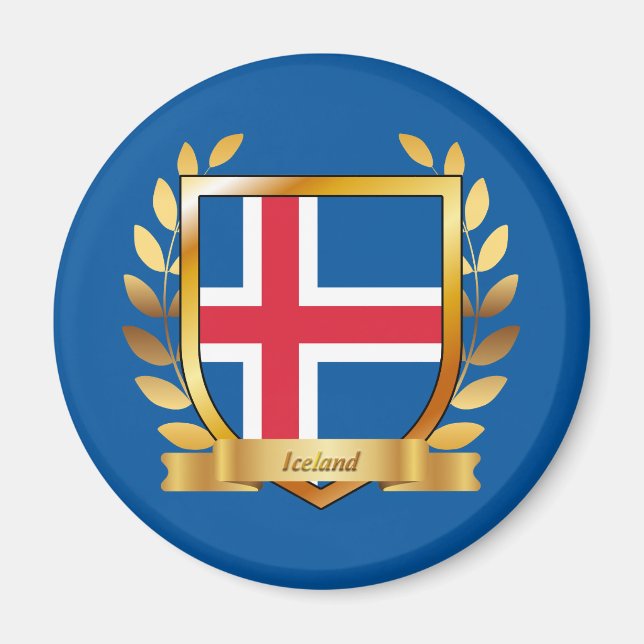 Islands flaggsköld magnet (Framsidan)