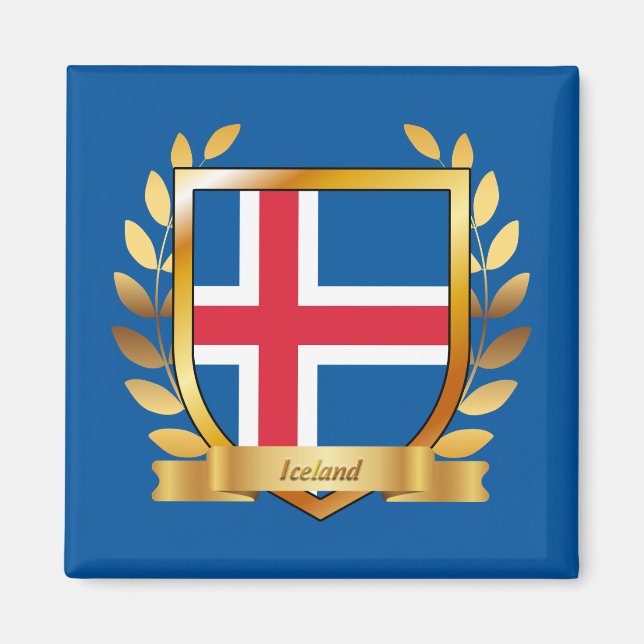Islands flaggsköld magnet (Framsidan)