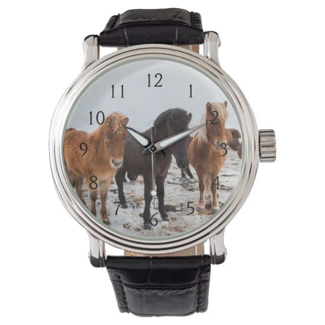 Islands häst under vintern på Islandet Armbandsur (Framsida)