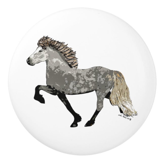 Islands Horse in appled grått-Art Deco Astrid Knopp (Framsidan)